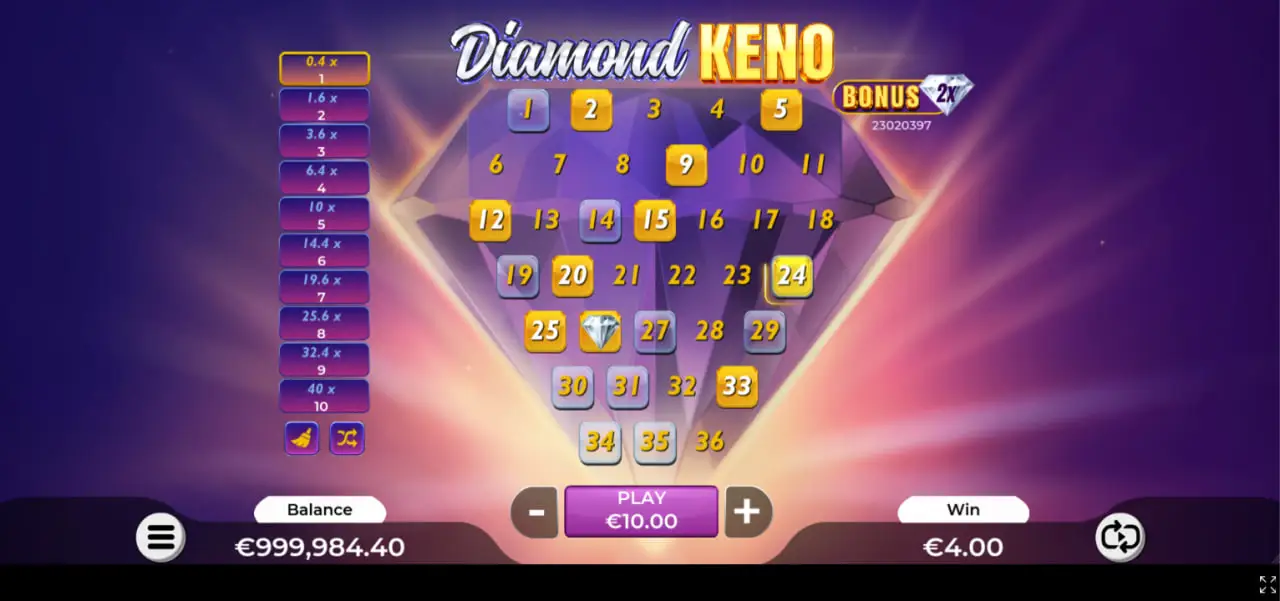 Diamond Keno pokie